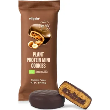 Sportovní výživa Vilgain Plant Protein Mini Cookies BIO – Lískooříškový fondán 50 g (2 x 25 g)