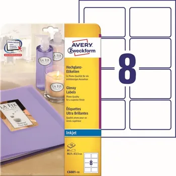 Samolepící etiketa Lesklé etikety Inkjet 88,9 x 63,5 mm, 10 listů A4 C6081-10