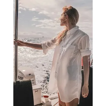 Dámské šaty Letní bílé šaty na pláž - PJ-128