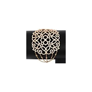 Náramek Luxusní náramek stříbrný pozlacený růžovým zlatem Ornamenty osázené zirkony - délka 19cm