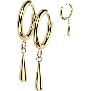 Náušnice Zlacené titanové náušnice - kroužky s kapkou