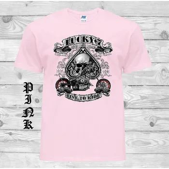 Chlapecké tričko detske-levne-bavlnene-tricko-potisk-biker-lucky Barva: Pink - růžová, velikost: 152