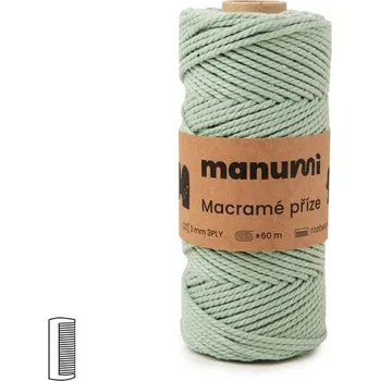Příze Manumi Macramé příze stáčená 3PLY 3mm Eukalyptus