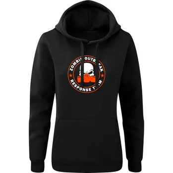 Dámská mikina Dámská mikina s kapucí Zombie Outbreak Response Team Gas Masked Skull - černá