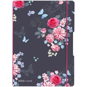 Sešit Sešit flex Herlitz A4, 40 listů čtvereček a 40 listů linka, Ladylike-květy