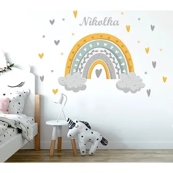 Samolepící dekorace Nálepky na zeď duha se jménem žlutá - Plotbase, s.r.o., 120x80cm