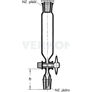 Laboratorní baňka Nálevka přikapávací válcovitá se skleněnou zátkou a skleněným kohoutem, 2x NZ, SIMAX, Objem [ml]: 100, NZ jádro: 14/23