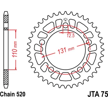 Řetězová sada pro motocykl JT-Sprockets JTA75-43 řetězová rozeta zadní duralová