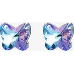 Preciosa Stříbrné náušnice Butterfly Harmony, motýli z českého křišťálu Preciosa, malé