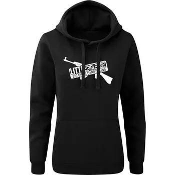 Dámská mikina Dámská mikina s kapucí LITTLE GIRLS CRY BIG GIRLS CARRY GUNS SA58 - černá