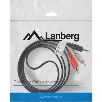 Audio kabel LANBERG Minijack 3,5mm (M) 3 PIN na 2x RCA (CINCH) (M) kabel 1,5m CA-MJRC-10CC-0015-BK
