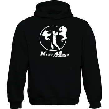 Pánská mikina Mikina s kapucí Krav Maga self defence - černá