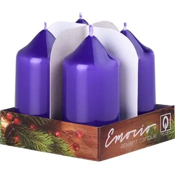 Svíčka Emocio adventní válec 4ks 40x75 Lak fialové svíčky 4x76 gram 306 gram
