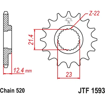 Řetězová sada pro motocykl JT Sprockets Řetězové kolečko Yamaha Raptor YFM 250 Počet zubů: 14 zubů