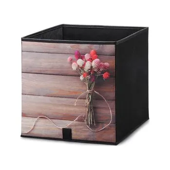 Úložný box DOMINO Textilní úložní box vzor kytice 31x31x31