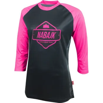 cyklistický dres Nabajk Ancze youth girls jersey 3/4 sleeve black/pink 11Y-12Y