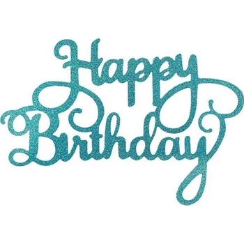 Dortová svíčka Tyrkysový zápich - topper na dort Happy Birthday 14 cm - Dortmarket
