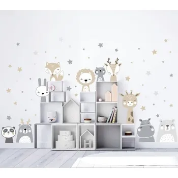 Samolepící dekorace Nálepky na zeď zvířátka a hvězdy - Plotbase, s.r.o., 120x70cm