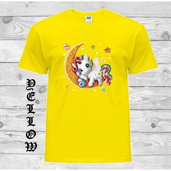 detske-levne-bavlnene-tricko-potisk-jednorozec-mesic Barva: Yellow - žlutá, velikost: 116