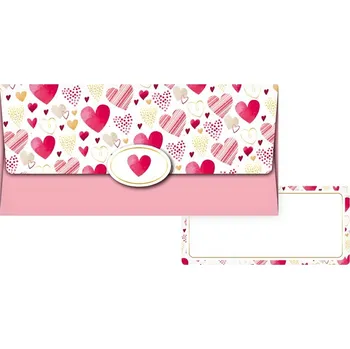 Obálka Růžová dárková obálka se srdíčky