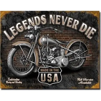 Plechová cedule D.E. metal signs Plechová cedule Legends Never Die 40 cm x 32 cm