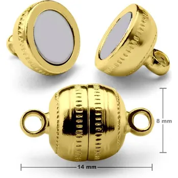 Materiál na výrobu šperku Magnetické zapínání soudek 14x8 mm v barvě zlata