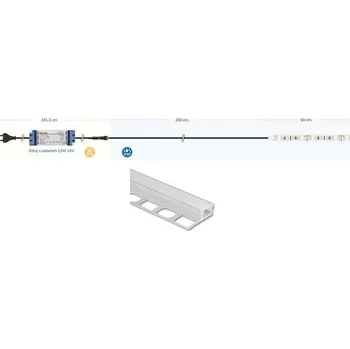 LED páska McLED LPK60W Sada pro osvětlení niky - profil, LED, zdroj, délka 60 cm