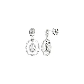 Náušnice Náušnice stříbrné visací Ovály osázené bílými zirkony