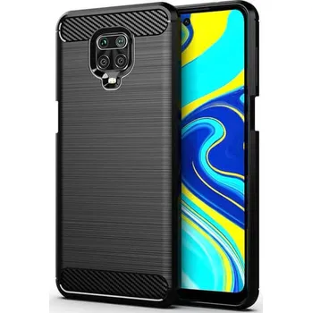 Pouzdro na mobilní telefon Ochranný silikonový obal karbon pro Xiaomi Redmi Note 9 Pro - černý