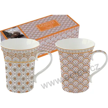 Easy Life MONSOON ORANGE porcelánové hrnky oranžové květy a ornamenty 360ml 2 ks