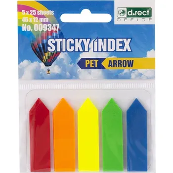 Samolepící bloček záložka šipky d.rect 12x45mm, 5x25 lístků neon