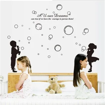 Samolepící dekorace Samolepka na zeď děti a bublifuk - Nalepimeto