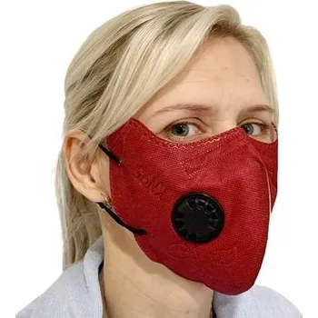 respirátor Respirační ochranná maska KN95 s výdechovým ventilem - bordo -