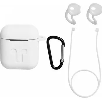 Příslušenství pro sluchátka 4v1 Silikonové ochranné pouzdro s příslušenstvím pro Apple AirPods 1.generace (2016) - bílé