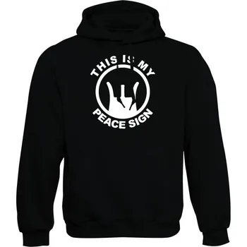 Pánská mikina Mikina s kapucí THIS IS MY PEACE SIGN - černá