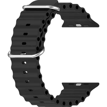 Řemínek na hodinky Silikonový řemínek Ricardo (pro Apple Watch 42/44/45/49mm), černý V1