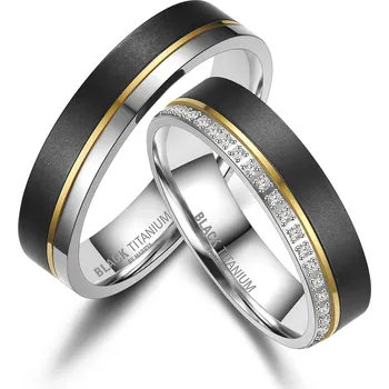 Prsten Snubní prsteny Black Titanium Jin a jang