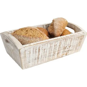 chlebník T&G WoodWare Ošatka na pečivo NORDIC, 29x18x10cm, akát, bílá patina|TaG WoodWare