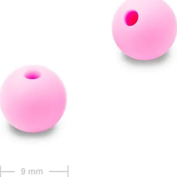 Dětské navlékací korálky Silikonové kulaté korálky 9 mm Candy Pink