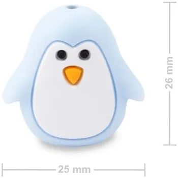 Korálek Silikonový korálek tučňák Pastel Blue