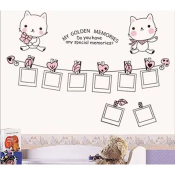 Samolepící dekorace Samolepka na zeď Kočičky (včetně rámů na vlastní fotografie) - Nalepimeto