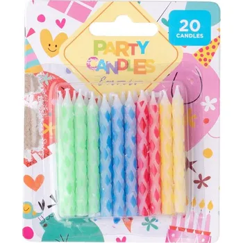 Svíčka Emocio Dortové svíčky 20ks 60mm bez svícnů, mix barev 25 gram