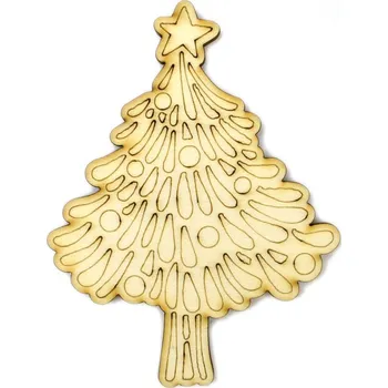 Vánoční dekorace Dřevěný výřez stromeček, 7,5 x 9,5 cm