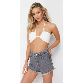 Trendyol šedé mini tkané denimové 100% bavlněné šortky &amp; bermudy Trendyol šedá 2654335