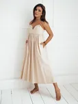 Dstreet Elegantní midi šaty ve světle béžové barvě Eliene