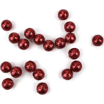 Vánoční dekorace Kulička červená 1,5 cm, 20 ks