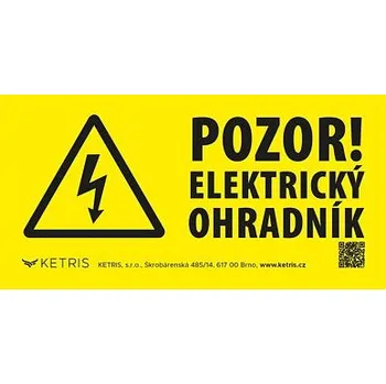 Ohradník Výstražná tabulka •POZOR! ELEKTRICKÝ OHRADNÍK• 20x10cm