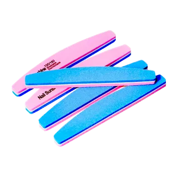 Umělé nehty Buffer na nehty Half moon 100/180 růžovo modrý 10ks (pěnový)