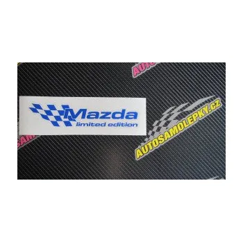 Polep vozidla SAMOLEPKA Mazda limited edition levá (09 - bílá) NA AUTO, NÁLEPKA, FÓLIE, POLEP, TUNING, VLASTNÍ TEXT, TISK, AUTOSAMOLEPKY.cz, POLEPY, OBRÁZEK, LOGO, SAMOLEPKY
