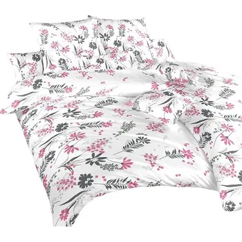 Povlečení Dadka bavlna Agáta růžová na bílém 140 × 200, 70 × 90 cm